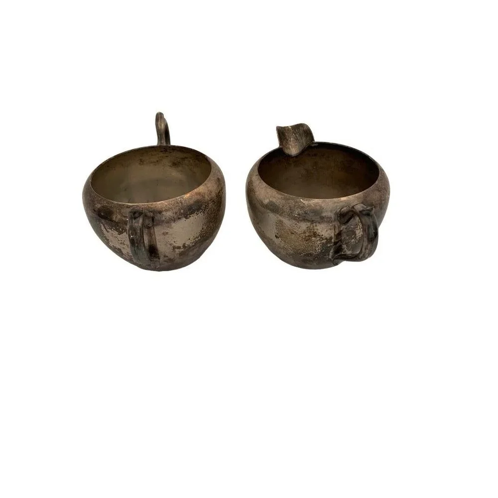 F.B. Rogers Silverplate on Copper Creamer and Sugar Vintage Set